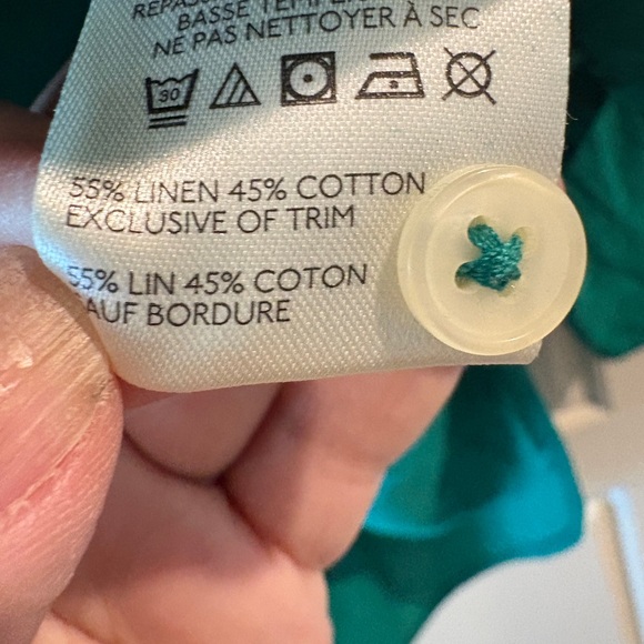 Maeve AnthropologieBennet  Green Button Down Blouse Oversized Pocket Top SZ L - Picture 10 of 15